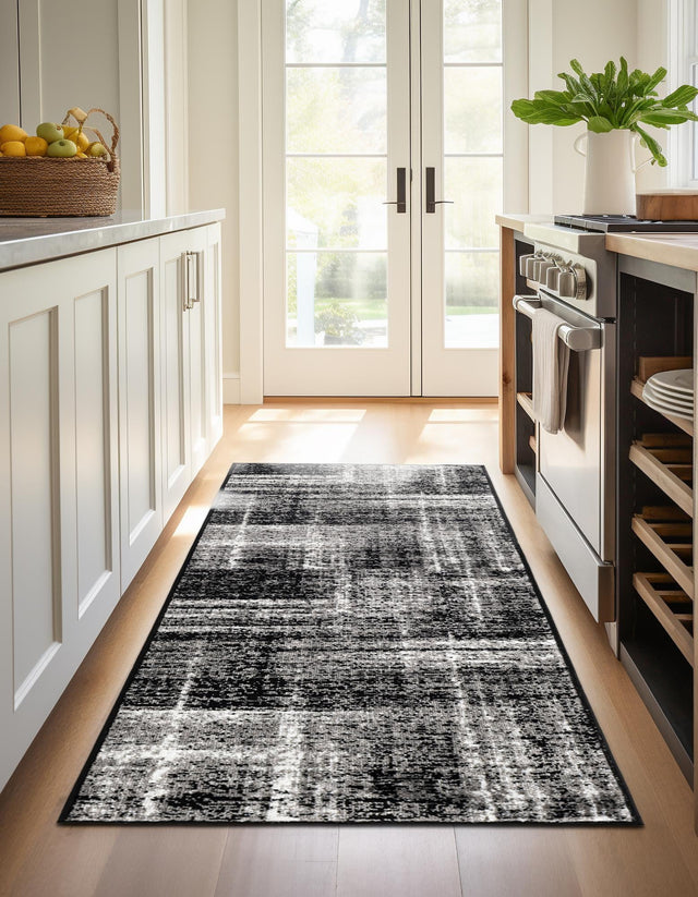 Black 2' 7 x 10' Laguna Runner Area Rug 100% Polypropylene Modern Contemporary Carpet for Bedrooms, Living Room, Dining, Office for Sale at Rug Engine