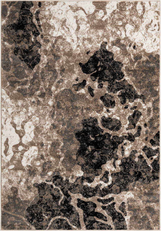 Black Brown Ivory 5' 3 x 8' Laguna Rectangle Area Rug 100% Polypropylene Modern Contemporary Carpet for Bedrooms, Living Room, Dining, Office for Sale at Rug Engine