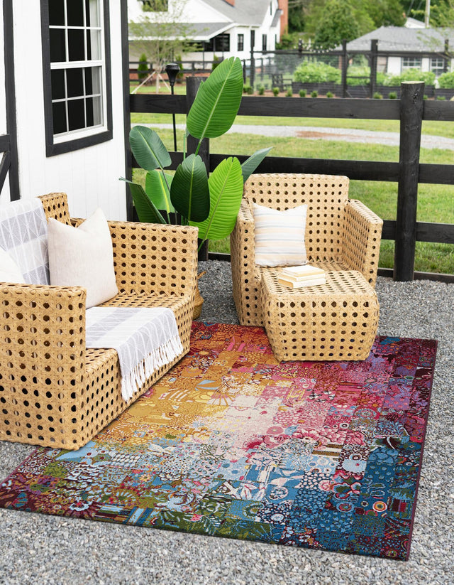 Multicolor 2' x 3' 1 Outdoor Modern Rectangle Area Rug Weather Resistant for Patio, Deck, Terrace, Balcony, Porch 100% Polypropylene Modern Outside Carpet for Sale at Rug Engine