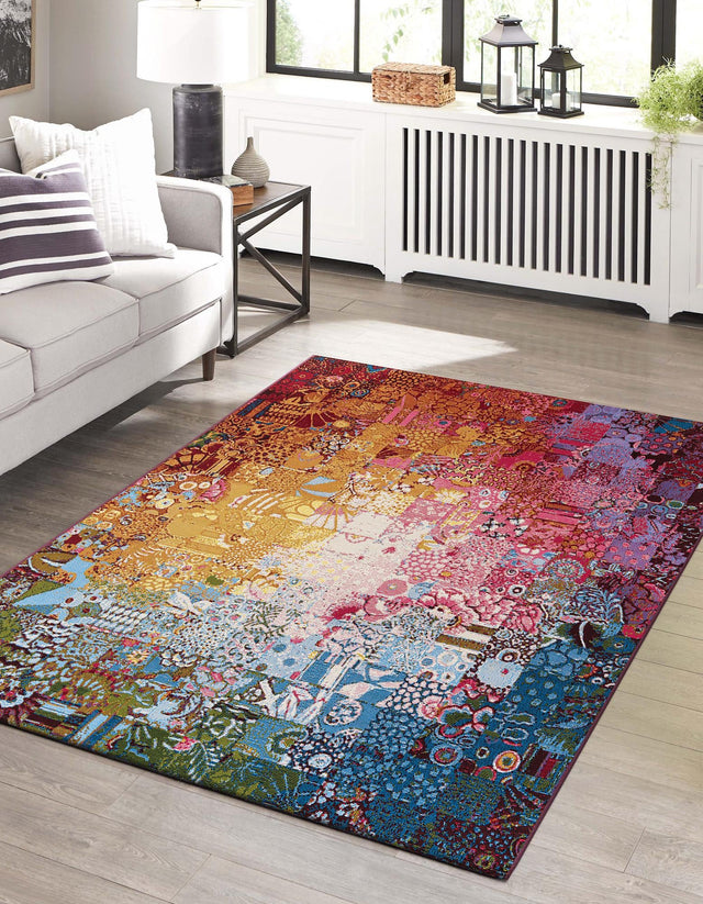Multicolor 9' x 12' Outdoor Modern Rectangle Area Rug Weather Resistant for Patio, Deck, Terrace, Balcony, Porch 100% Polypropylene Modern Outside Carpet for Sale at Rug Engine