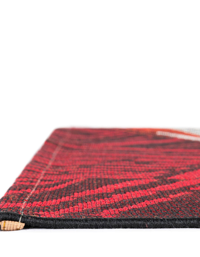 Red and Black 8' x 8' Outdoor Modern Square Area Rug Weather Resistant for Patio, Deck, Terrace, Balcony, Porch 100% Polypropylene Modern Outside Carpet for Sale at Rug Engine