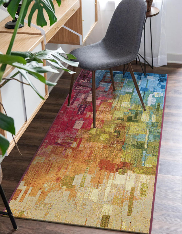 Multicolor 2' x 8' Outdoor Modern Runner Area Rug Weather Resistant for Patio, Deck, Terrace, Balcony, Porch 100% Polypropylene Modern Outside Carpet for Sale at Rug Engine