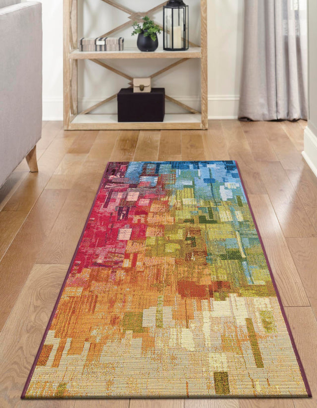 Multicolor 2' x 8' Outdoor Modern Runner Area Rug Weather Resistant for Patio, Deck, Terrace, Balcony, Porch 100% Polypropylene Modern Outside Carpet for Sale at Rug Engine