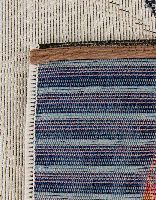 Brown and White 2' x 8' Outdoor Modern Runner Area Rug Weather Resistant for Patio, Deck, Terrace, Balcony, Porch 100% Polypropylene Modern Outside Carpet for Sale at Rug Engine