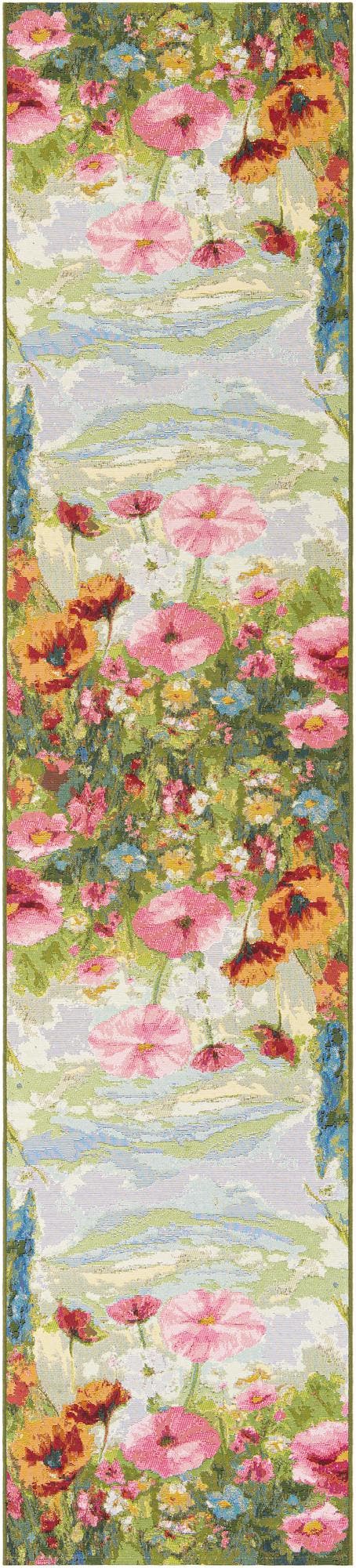 Multicolor 2' 7 x 12' Outdoor Botanical Runner Area Rug Weather Resistant for Patio, Deck, Terrace, Balcony, Porch Polypropylene Garden Floral Tropical Carpet for Sale at Rug Engine