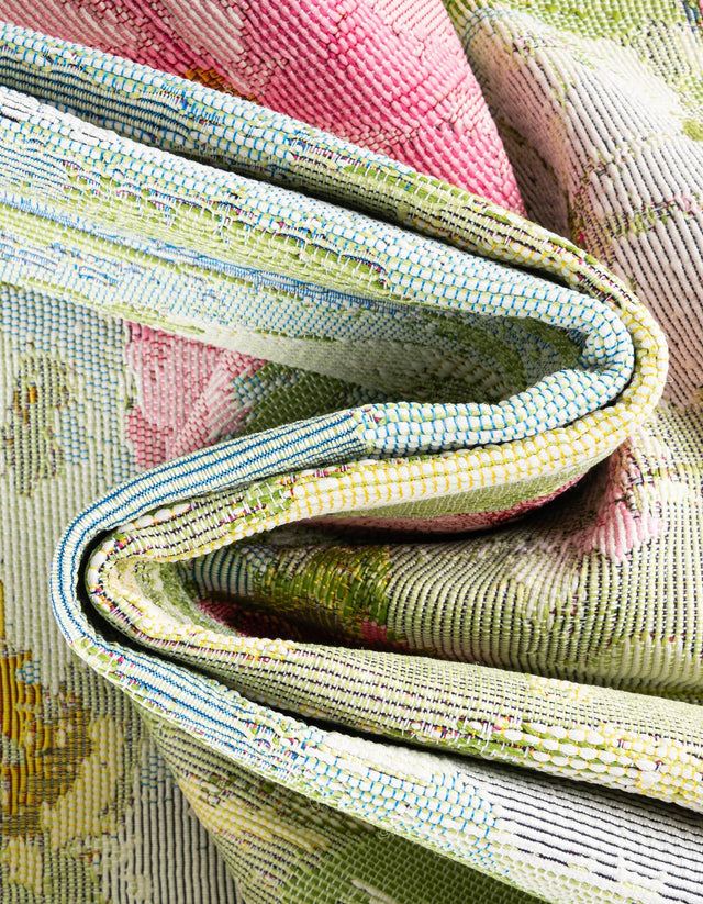 Multicolor 9' x 12' Outdoor Botanical Rectangle Area Rug Weather Resistant for Patio, Deck, Terrace, Balcony, Porch Polypropylene Garden Floral Tropical Carpet for Sale at Rug Engine