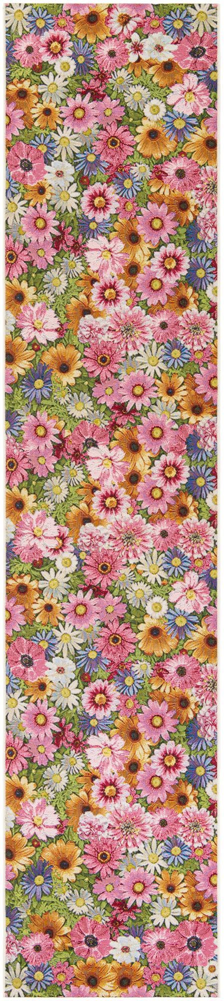 Multicolor 2' 7 x 12' Outdoor Botanical Runner Area Rug Weather Resistant for Patio, Deck, Terrace, Balcony, Porch Polypropylene Garden Floral Tropical Carpet for Sale at Rug Engine