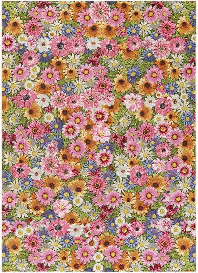 Multicolor 5' 1 x 7' 1 Outdoor Botanical Rectangle Area Rug Weather Resistant for Patio, Deck, Terrace, Balcony, Porch Polypropylene Garden Floral Tropical Carpet for Sale at Rug Engine