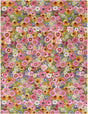 Multicolor 8' x 10' Outdoor Botanical Rectangle Area Rug Weather Resistant for Patio, Deck, Terrace, Balcony, Porch
