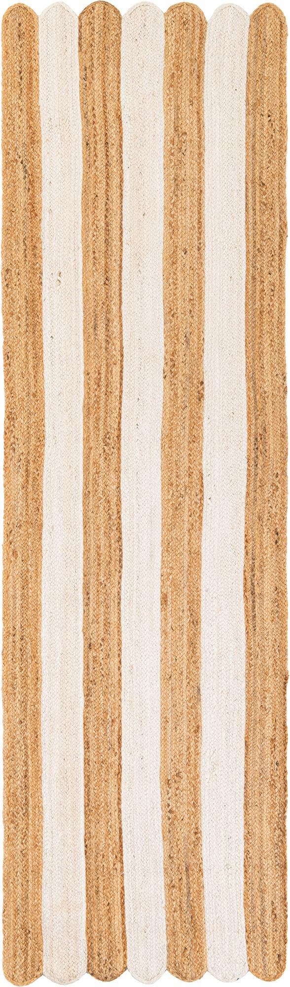 Natural and Ivory 2' 7 x 10' Scallop Braided Jute Runner Area Rug Eco Friendly 100% Jute All Natural Durable Carpet for Affordable Unique Home Interiors for Sale at Rug Engine