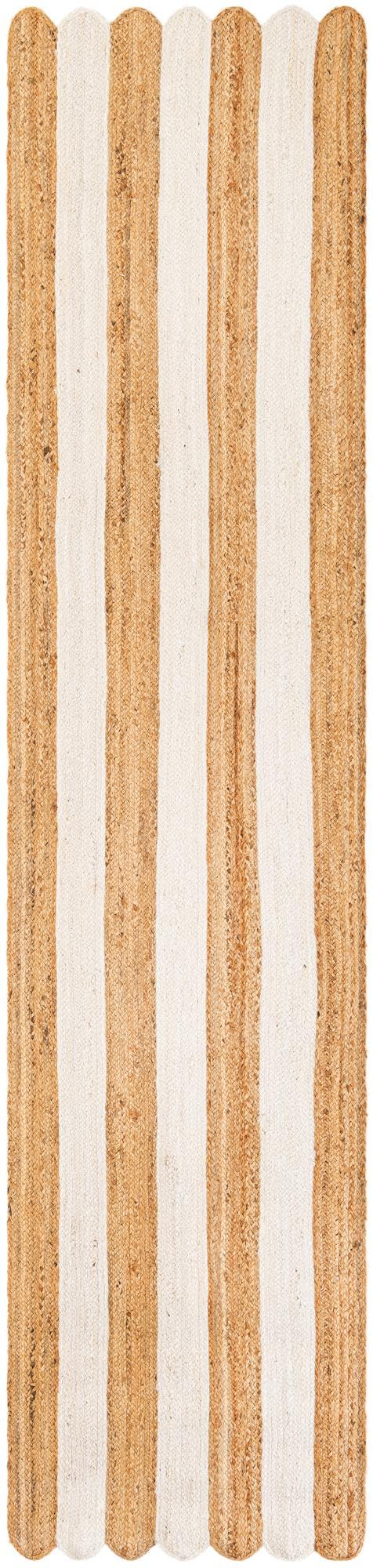 Natural and Ivory 2' 7 x 12' Scallop Braided Jute Runner Area Rug Eco Friendly 100% Jute All Natural Durable Carpet for Affordable Unique Home Interiors for Sale at Rug Engine