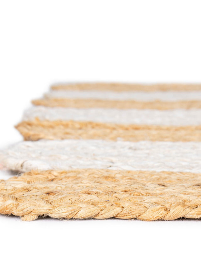 Natural and Ivory 4' 1 x 6' 1 Scallop Braided Jute Rectangle Area Rug Eco Friendly 100% Jute All Natural Durable Carpet for Affordable Unique Home Interiors for Sale at Rug Engine