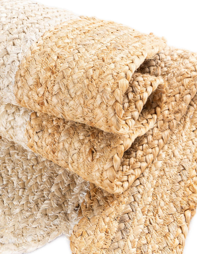 Natural and Ivory 4' 1 x 6' 1 Scallop Braided Jute Rectangle Area Rug Eco Friendly 100% Jute All Natural Durable Carpet for Affordable Unique Home Interiors for Sale at Rug Engine