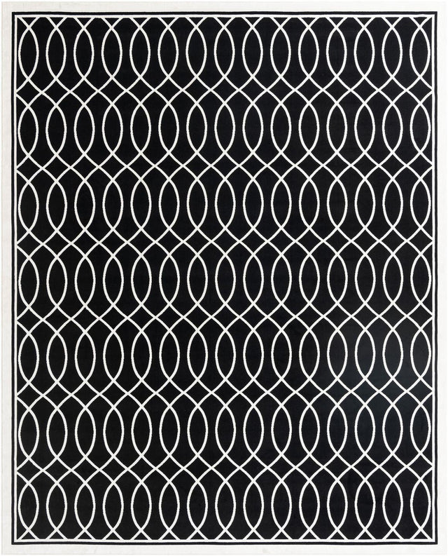 Black and White 9' 10 x 12' Milano Rectangle Area Rug 100% Polyester with Cotton Backing Modern Contemporary Carpet for Home Decor Interior Design for Sale at Rug Engine