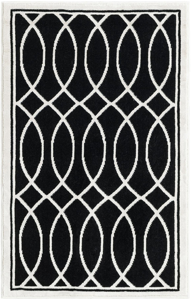 Black and White 2' 3 x 3' 1 Milano Rectangle Area Rug 100% Polyester with Cotton Backing Modern Contemporary Carpet for Home Decor Interior Design for Sale at Rug Engine