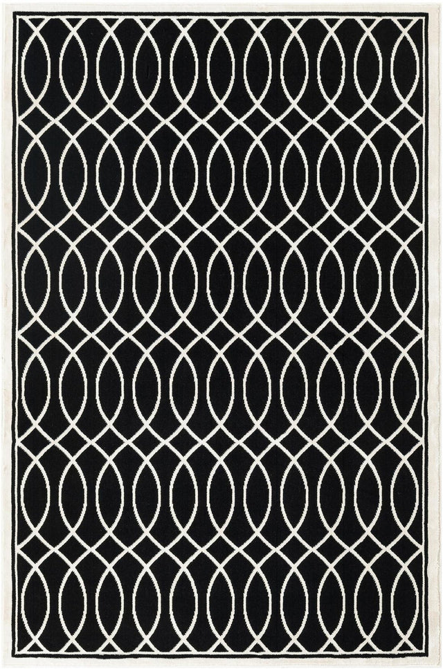 Black and White 4' 5 x 6' 1 Milano Rectangle Area Rug 100% Polyester with Cotton Backing Modern Contemporary Carpet for Home Decor Interior Design for Sale at Rug Engine
