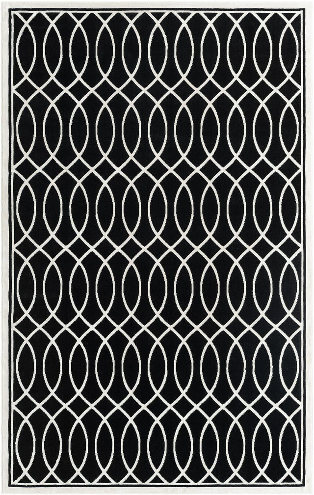 Black and White 5' 3 x 8' Milano Rectangle Area Rug 100% Polyester with Cotton Backing Modern Contemporary Carpet for Home Decor Interior Design for Sale at Rug Engine
