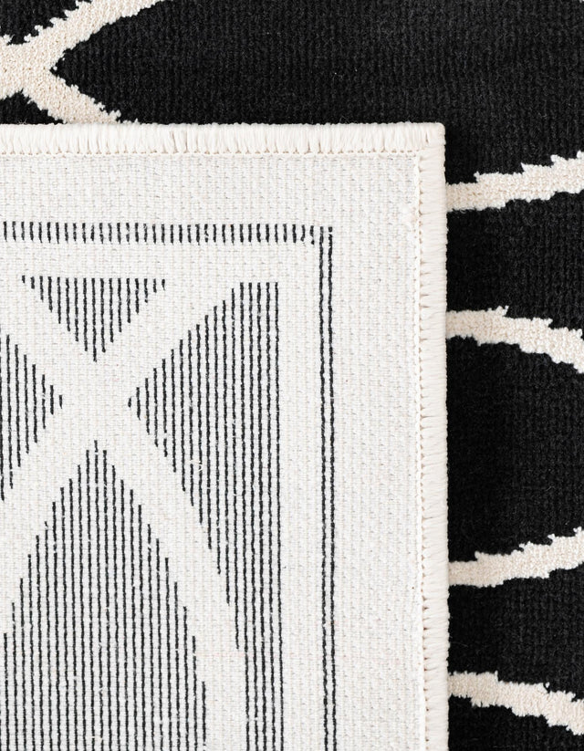 Black and White 2' 7 x 12' Milano Runner Area Rug 100% Polyester with Cotton Backing Modern Contemporary Carpet for Home Decor Interior Design for Sale at Rug Engine