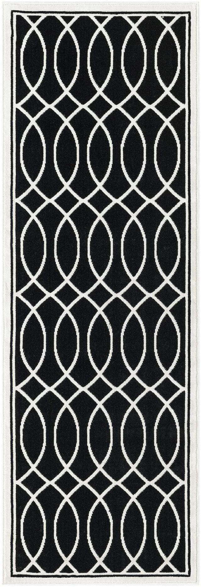 Black and White 2' 3 x 6' 1 Milano Runner Area Rug 100% Polyester with Cotton Backing Modern Contemporary Carpet for Home Decor Interior Design for Sale at Rug Engine