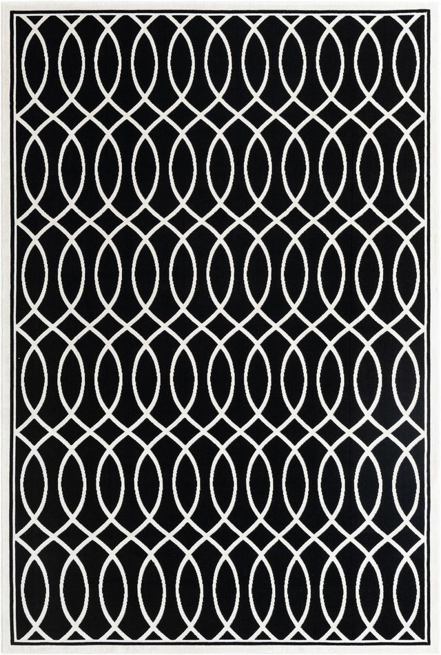 Black and White 6' 4 x 9' Milano Rectangle Area Rug 100% Polyester with Cotton Backing Modern Contemporary Carpet for Home Decor Interior Design for Sale at Rug Engine