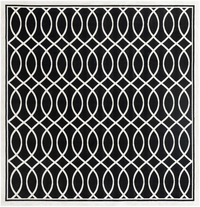 Black and White 8' 3 x 8' 3 Milano Square Area Rug 100% Polyester with Cotton Backing Modern Contemporary Carpet for Home Decor Interior Design for Sale at Rug Engine