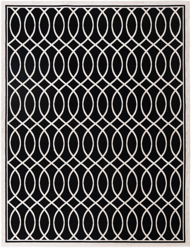 Black and White 8' 3 x 10' Milano Rectangle Area Rug 100% Polyester with Cotton Backing Modern Contemporary Carpet for Home Decor Interior Design for Sale at Rug Engine