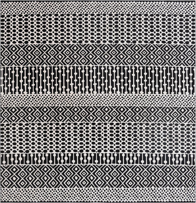 Black and White 9' 10 x 9' 10 Milano Square Area Rug 100% Polyester with Cotton Backing Modern Contemporary Carpet for Home Decor Interior Design for Sale at Rug Engine