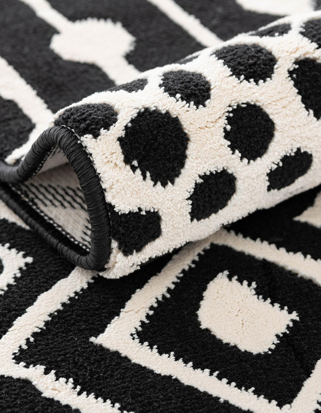 Black and White 2' 3 x 3' 1 Milano Rectangle Area Rug 100% Polyester with Cotton Backing Modern Contemporary Carpet for Home Decor Interior Design for Sale at Rug Engine