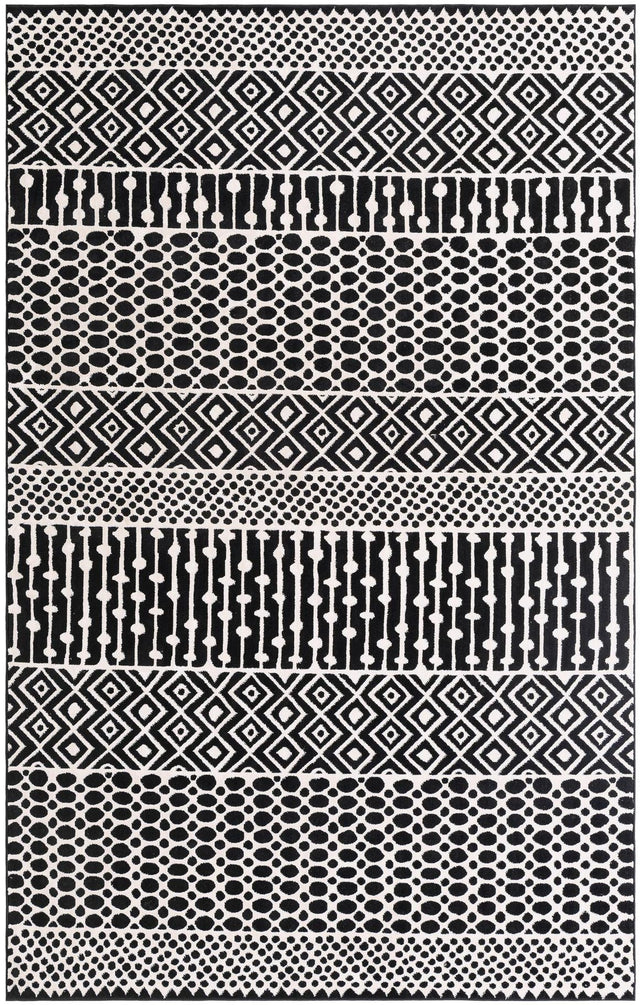 Black and White 5' 3 x 8' Milano Rectangle Area Rug 100% Polyester with Cotton Backing Modern Contemporary Carpet for Home Decor Interior Design for Sale at Rug Engine