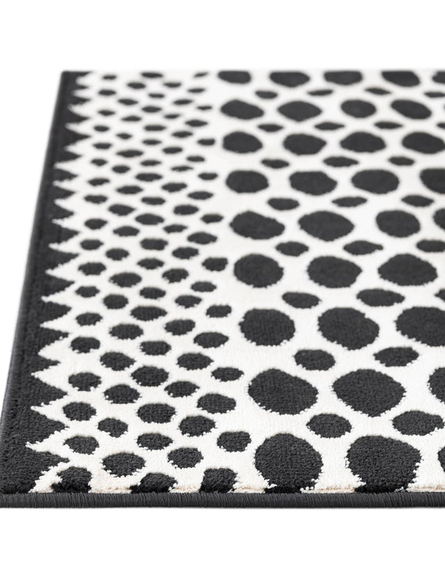 Black and White 2' 3 x 8' Milano Runner Area Rug 100% Polyester with Cotton Backing Modern Contemporary Carpet for Home Decor Interior Design for Sale at Rug Engine