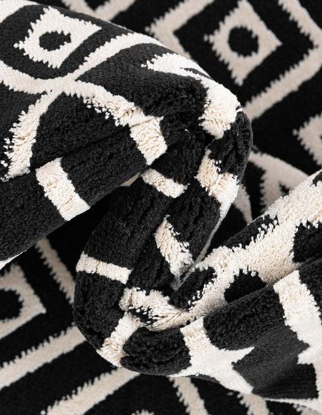Black and White 2' 3 x 8' Milano Runner Area Rug 100% Polyester with Cotton Backing Modern Contemporary Carpet for Home Decor Interior Design for Sale at Rug Engine
