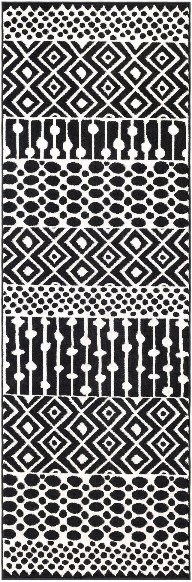Black and White 2' 3 x 6' 1 Milano Runner Area Rug 100% Polyester with Cotton Backing Modern Contemporary Carpet for Home Decor Interior Design for Sale at Rug Engine