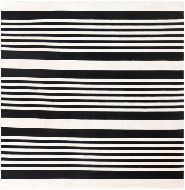 Black and White 9' 10 x 9' 10 Milano Square Area Rug 100% Polyester with Cotton Backing Modern Contemporary Carpet for Home Decor Interior Design for Sale at Rug Engine