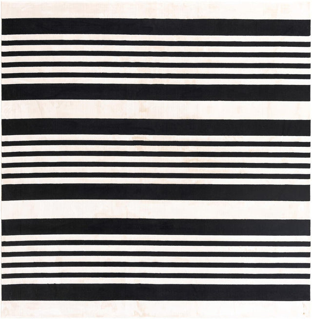 Black and White 8' 3 x 8' 3 Milano Square Area Rug 100% Polyester with Cotton Backing Modern Contemporary Carpet for Home Decor Interior Design for Sale at Rug Engine