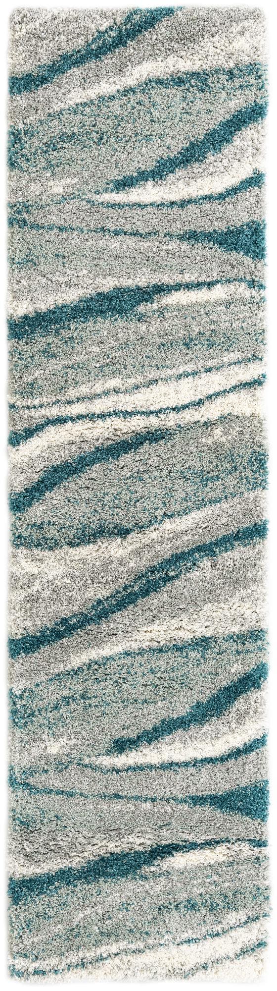 Teal 2' 7 x 10' Soft Touch Shag Runner Area Rug Thick Soft Touch Fluffy & Plush Shaggy Pile 100% Polypropylene Unique Carpet for Modern Home Interiors for Sale at Rug Engine