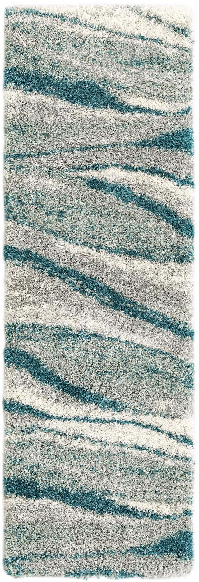Teal 2' 7 x 8' Soft Touch Shag Runner Area Rug Thick Soft Touch Fluffy & Plush Shaggy Pile 100% Polypropylene Unique Carpet for Modern Home Interiors for Sale at Rug Engine