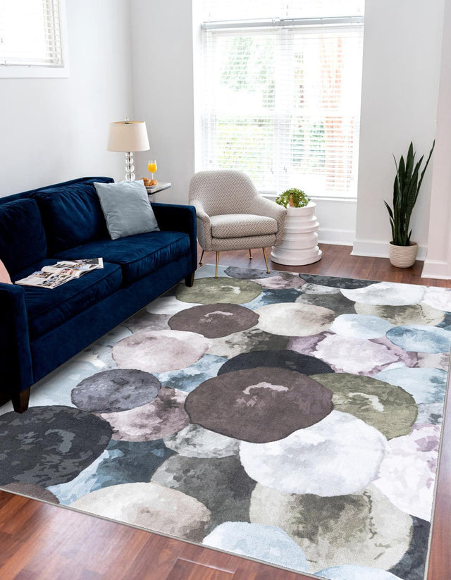 Washable Multicolor Gray 4' 4 x 6' 1 Medina Rectangle Area Rug Easy to Clean Stain Resistant & Durable Polyester Classic Carpet for Home Decor & Design for Sale at Rug Engine