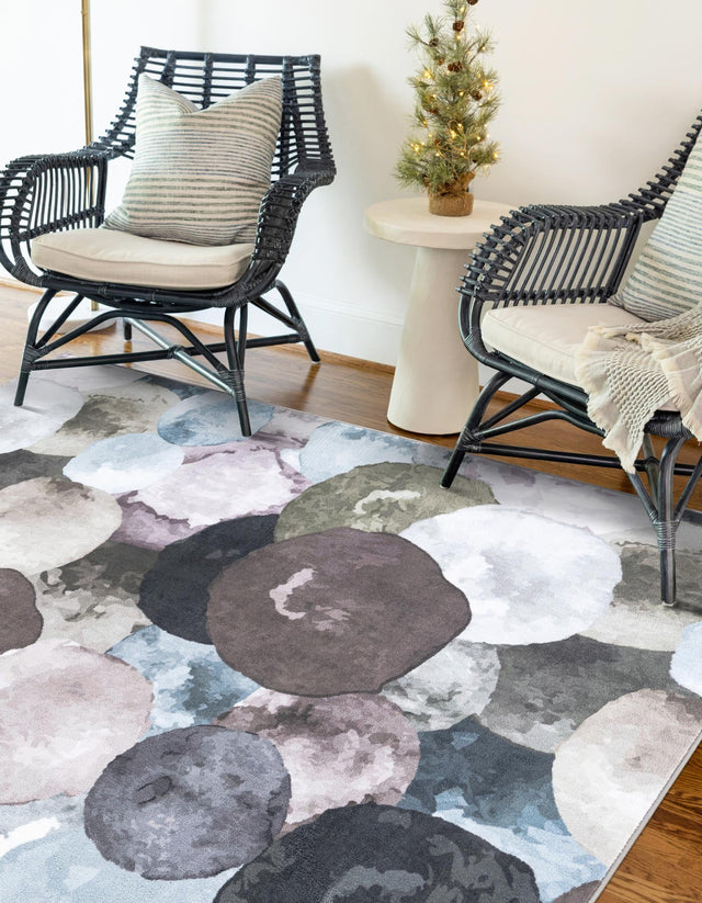 Washable Multicolor Gray 4' 4 x 6' 1 Medina Rectangle Area Rug Easy to Clean Stain Resistant & Durable Polyester Classic Carpet for Home Decor & Design for Sale at Rug Engine