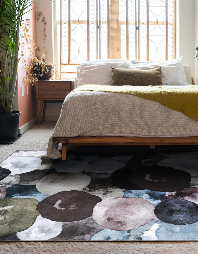 Washable Multicolor Gray 4' 4 x 6' 1 Medina Rectangle Area Rug Easy to Clean Stain Resistant & Durable Polyester Classic Carpet for Home Decor & Design for Sale at Rug Engine