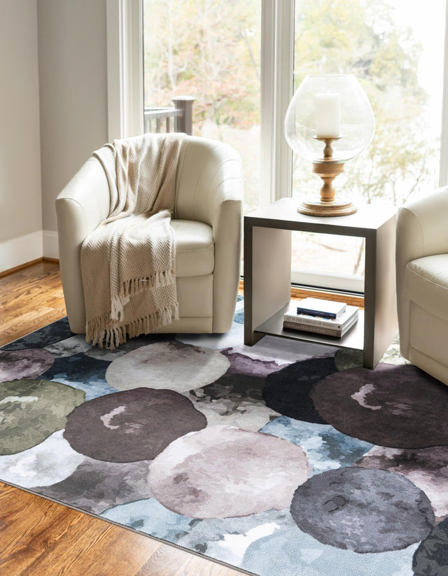 Washable Multicolor Gray 4' 4 x 6' 1 Medina Rectangle Area Rug Easy to Clean Stain Resistant & Durable Polyester Classic Carpet for Home Decor & Design for Sale at Rug Engine