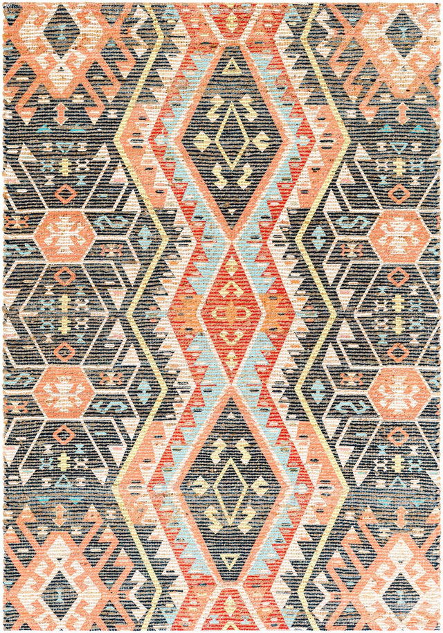 Multicolor 4' 1 x 6' 1 Chenille Jute Rectangle Area Rug Vintage Distressed Boho All Natural Eco-Friendly Sustainable Carpet for Living Dining Office Dorm Rooms for Sale at Rug Engine