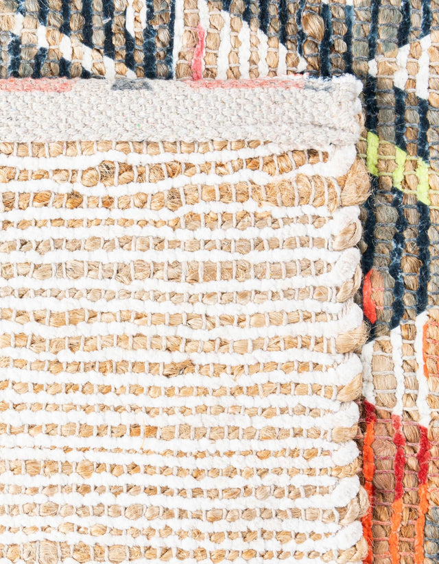 Multicolor 7' 10 x 10' Chenille Jute Rectangle Area Rug Vintage Distressed Boho All Natural Eco-Friendly Sustainable Carpet for Living Dining Office Dorm Rooms for Sale at Rug Engine