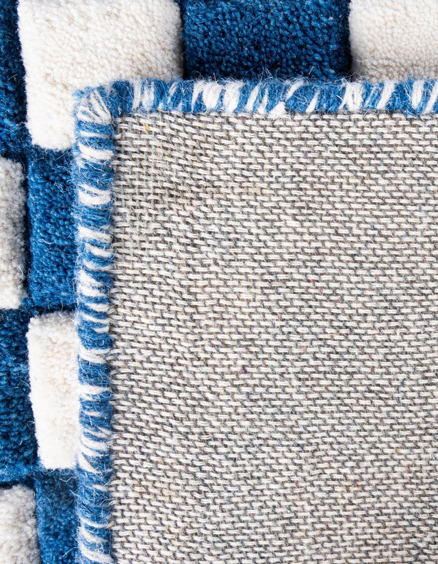 Blue and White 2' 1 x 3' Hand Tufted Wool Rectangle Area Rug 100% Natural Wool Unique Modern Handmade Carpet for Living Rooms, Bedrooms for Sale at Rug Engine