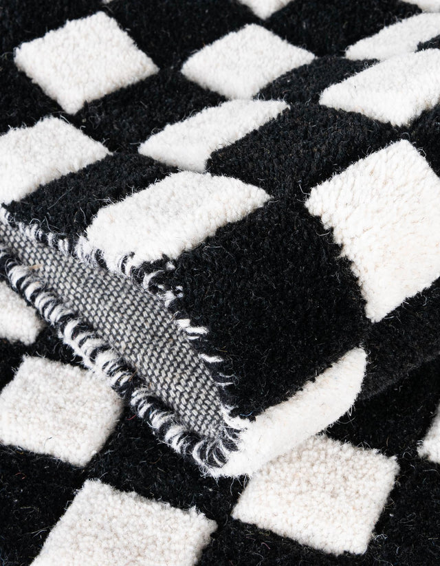 Black and White 2' 1 x 3' Hand Tufted Wool Rectangle Area Rug 100% Natural Wool Unique Modern Handmade Carpet for Living Rooms, Bedrooms for Sale at Rug Engine