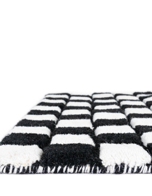 Black and White 3' 1 x 5' 1 Hand Tufted Wool Rectangle Area Rug 100% Natural Wool Unique Modern Handmade Carpet for Living Rooms, Bedrooms for Sale at Rug Engine