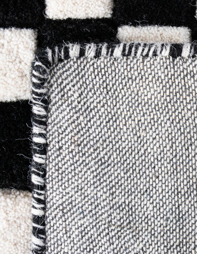 Black and White 3' 1 x 5' 1 Hand Tufted Wool Rectangle Area Rug 100% Natural Wool Unique Modern Handmade Carpet for Living Rooms, Bedrooms for Sale at Rug Engine