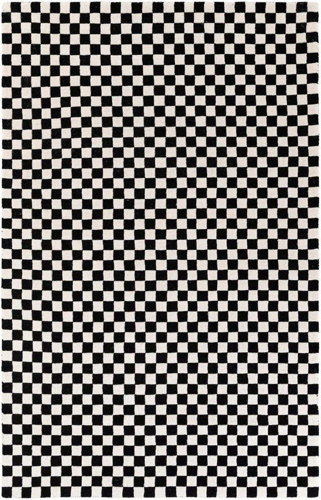 Black and White 5' 1 x 8' Hand Tufted Wool Rectangle Area Rug 100% Natural Wool Unique Modern Handmade Carpet for Living Rooms, Bedrooms for Sale at Rug Engine