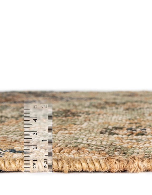 Blue and Green 5' 1 x 8' Kala Handwoven Jute Rectangle Area Rug All Natural Pile Eco-Friendly Sustainable Urban Carpet for Rustic Design Interior Home Decor for Sale at Rug Engine