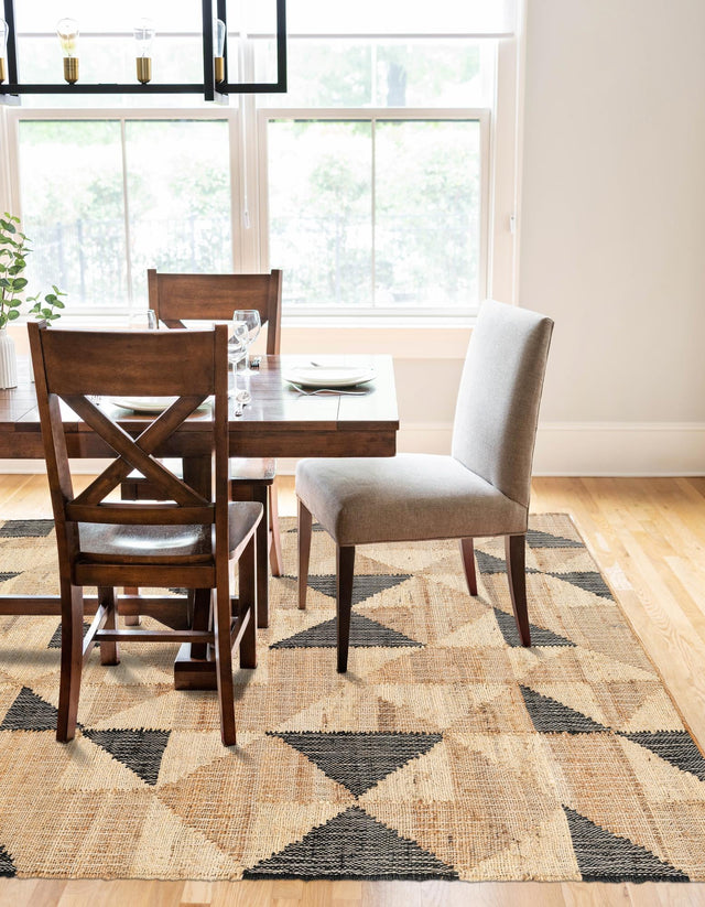 Beige and Black 2' x 3' 1 Kala Handwoven Jute Rectangle Area Rug All Natural Pile Eco-Friendly Sustainable Urban Carpet for Rustic Design Interior Home Decor for Sale at Rug Engine