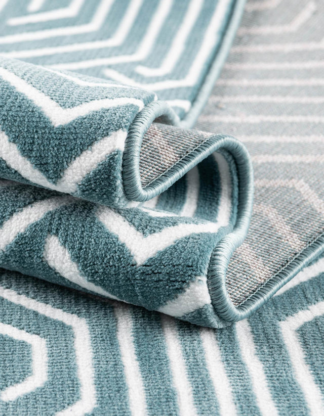 Aegean Blue 2' x 6' 1 Aakaar Runner Area Rug 85% Polypropylene & 15% Chenille Living Room Bedroom Carpet for Sale at Rug Engine